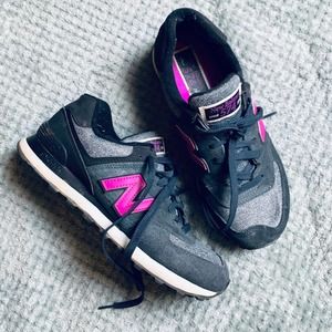 NEW BALANCE 574 gray/purple leisure sneakers womens 9.5